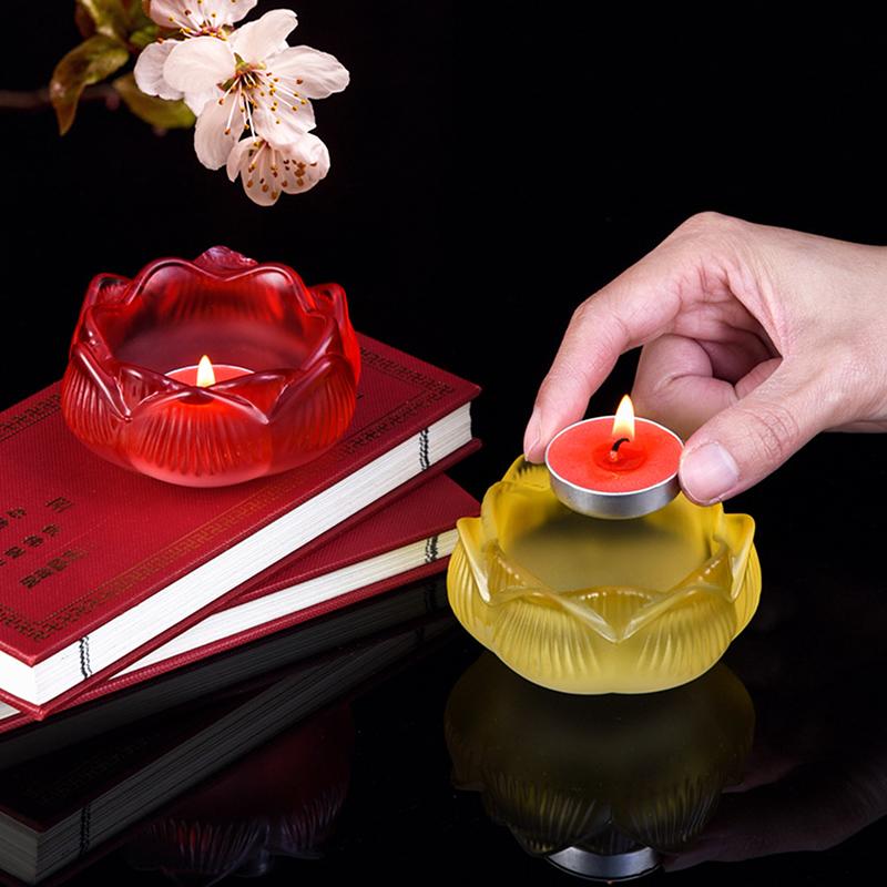 Home Fragrance Lamp - Glass Lotus Candle Holder Windproof Heat