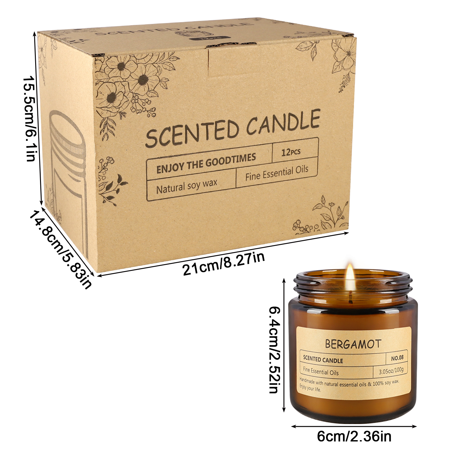 Home Fragrances - 12 sachet scented candles with 12