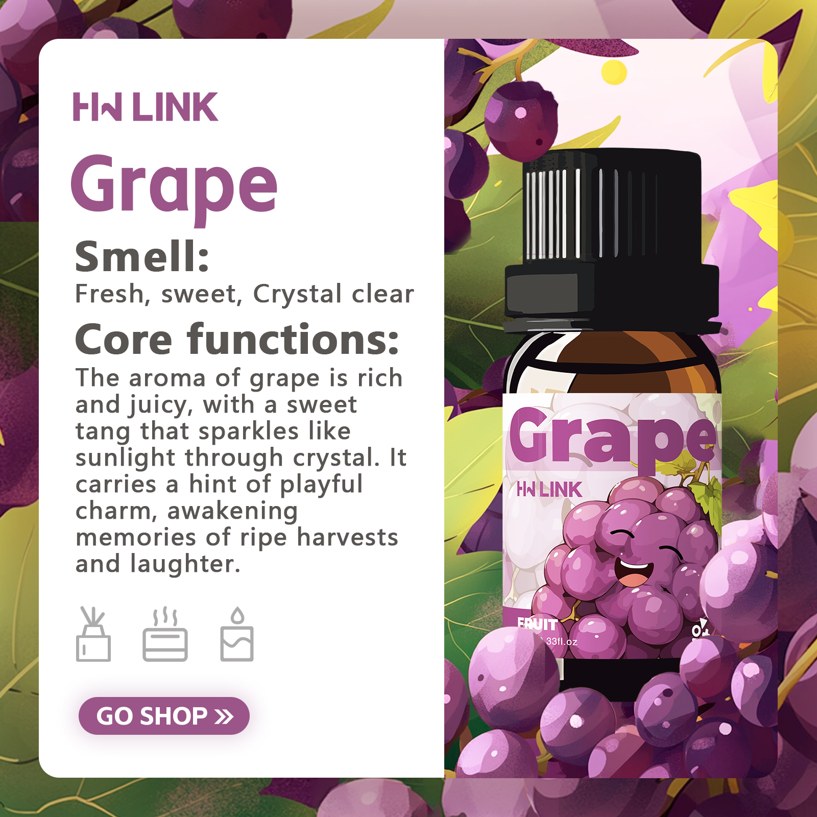Grape Essential Oil 10ml Perfu - Home Fragrance Tool reseña y precio